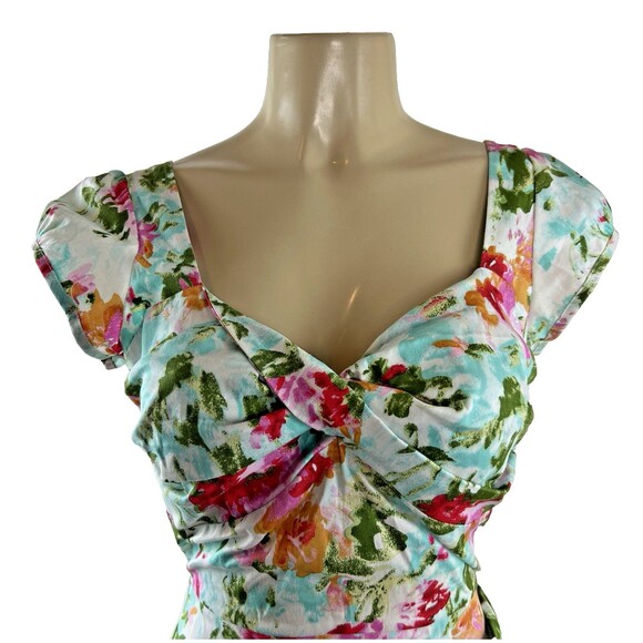 Stop Staring Billion Dollar Baby Dress Size M Watercolor Floral Wiggle Pinup - Picture 4 of 10
